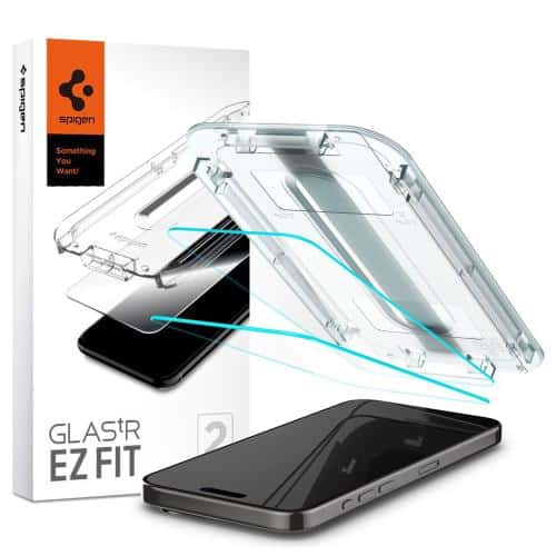 Tempered Glass Full Face Spigen Glas.tR EZ-FIT Apple iPhone 15 Pro Max (2 τεμ.)