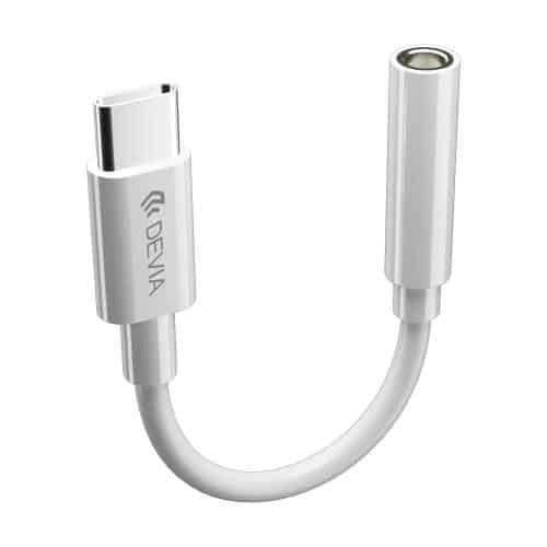 Adaptor Devia EC608 USB C Male to 3.5mm Female for Charge & Hands Free Smart Series White