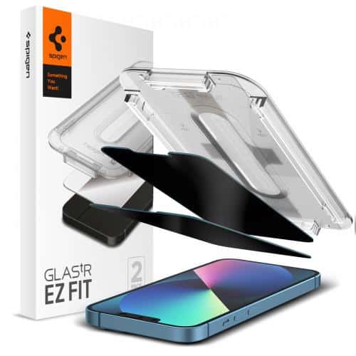 Tempered Glass Full Face Spigen Glas.tR EZ-FIT Privacy Apple iPhone 13/ 13 Pro/ 14 (2 τεμ.)