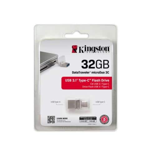 USB 3.2 Flash Disk Kingston DT DUO C3 32GB Ασημί
