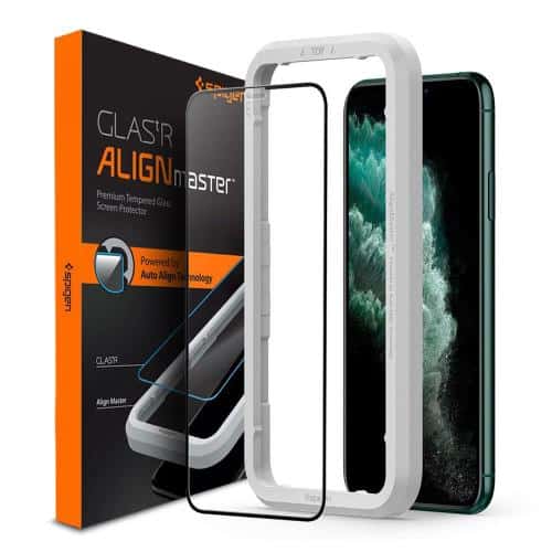 Tempered Glass Full Face Spigen Glas.tR Align Master Apple iPhone 11 Pro Max Black (1 pc)