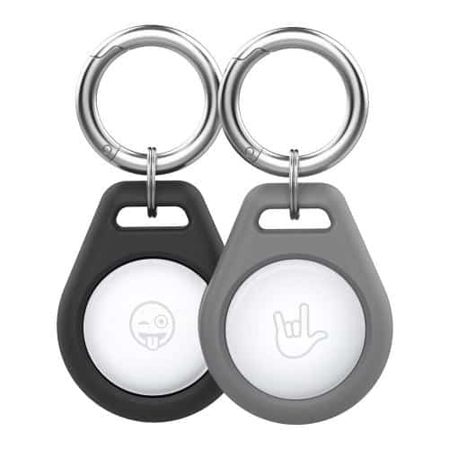 Silicone Loop - Key Ring AhaStyle PT155 for Apple AirTag 1 pc Black & 1 pc Grey