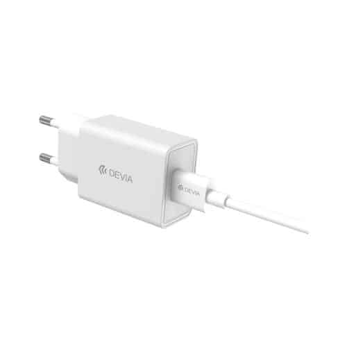 Travel Charger Devia M4-05200A1-VDE with Single USB 2Α & Lightning Cable EC080 1m Smart White