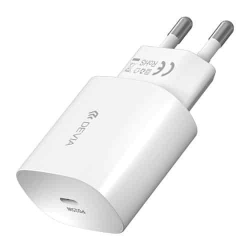 Travel Fast Charger Devia RLC-383 25W with Output USB C PD & USB C to USB C Cable Smart White