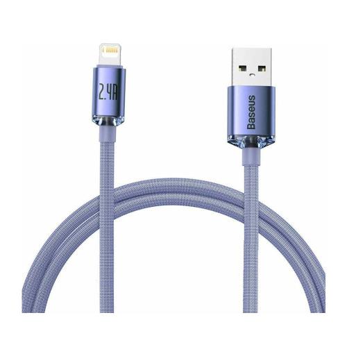 Καλώδιο Σύνδεσης USB 2.0 Baseus Crystal Shine USB A σε Lightning 2.4A 1.2m Μωβ