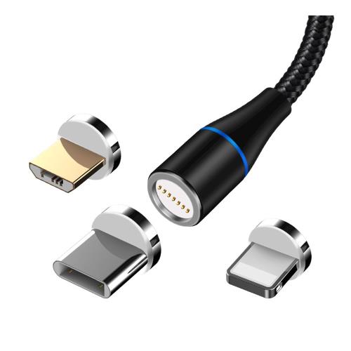 Καλώδιο Σύνδεσης USB 2.0 3in1 Maxlife MXUC-03 Magnetic Nylon USB A σε Lightning & USB C & Micro USB 1m Μαύρο