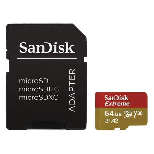 Micro SDHC C10 Memory Card SanDisk Action Extreme SDSQXA2 160MB/s 64Gb + 1 ADP