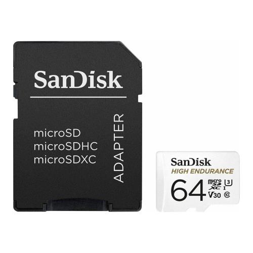 Micro SDXC C10 UHS-I Memory Card SanDisk High Endurance 100MB/s 64Gb + 1 ADP