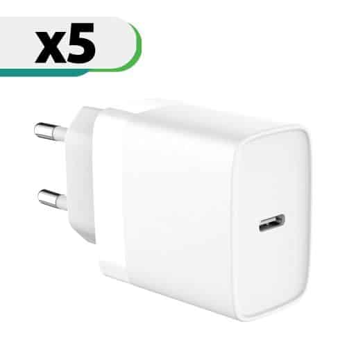 Travel Fast Charger inos with USB C Output PD QC 3.0 20W White (5 pcs)