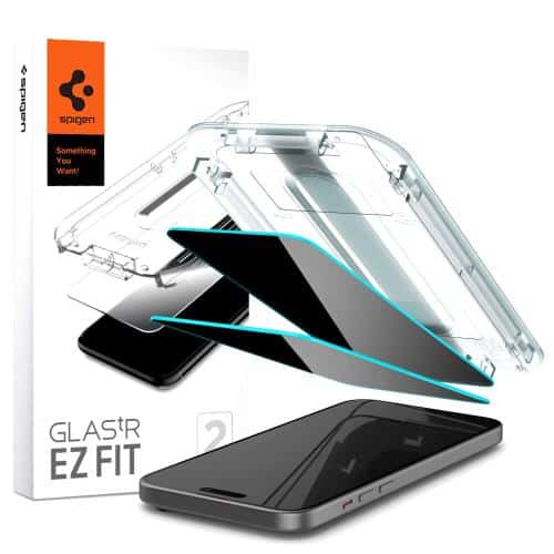Tempered Glass Full Face Spigen Glas.tR EZ-FIT Privacy Apple iPhone 15 Plus (2 τεμ.)