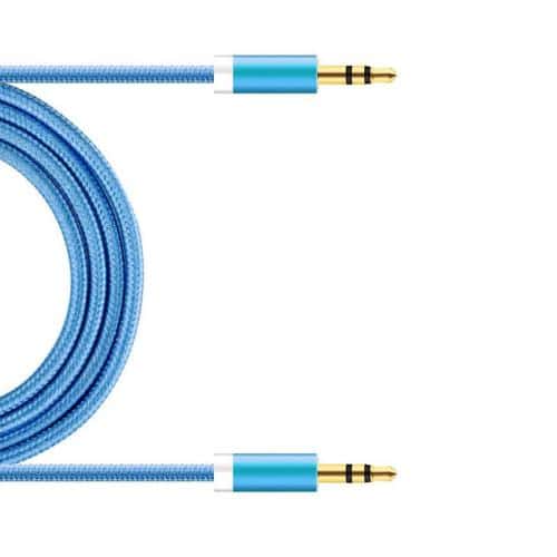 Audio Aux Cable Braided inos 3.5mm/3.5mm 1m Light Blue