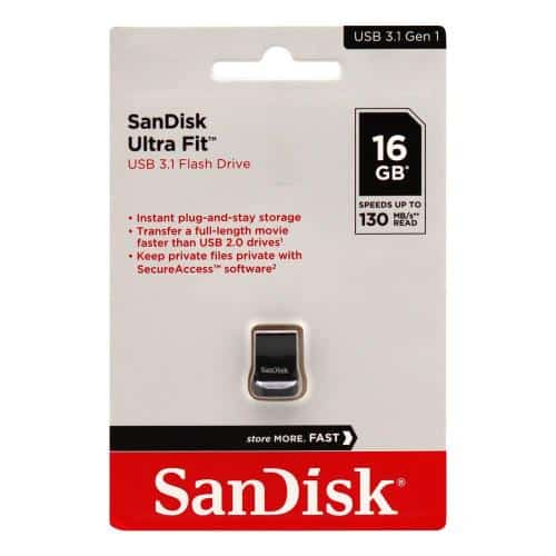 USB 3.1 Flash Disk SanDisk Ultra Fit SDCZ430 USB A 16GB 130MB/s Μαύρο