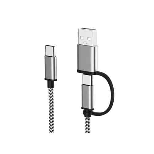 Καλώδιο Σύνδεσης USB 2.0 2 σε 1 USB C σε USB C ή USB A 2.4A 1m Μαύρο-Λευκό (Ασυσκεύαστο)