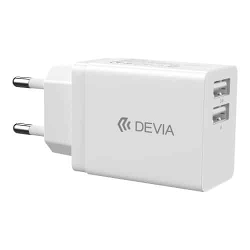 Travel Fast Charger Devia RLC-526 with Dual Output USB A 12W Smart White