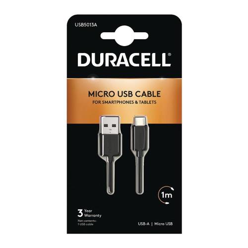 Καλώδιο Σύνδεσης USB 2.0 Duracell USB A σε Micro USB 1m Μαύρο