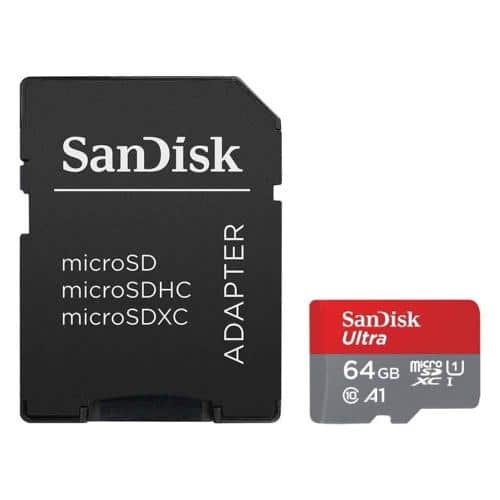 Micro SDXC C10 UHS-I Memory Card SanDisk Ultra 120MB/s 64GB + 1 ADP