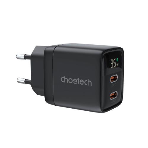 Φορτιστής Ταξιδίου Ταχείας Φόρτισης Choetech PD6051 με Διπλή Έξοδο USB C GaN PD 35W Μαύρο