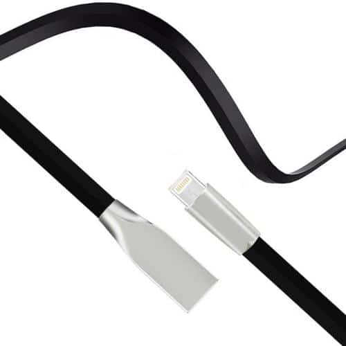USB 2.0 Flat Cable inos USB A to Lightning Aluminium Series 1m Black