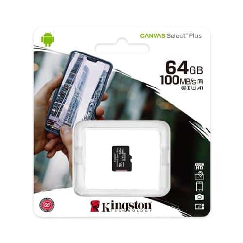 Micro SDHC C10 UHS-I U1 Memory Card Kingston Canvas Select Plus 100MB/s 64Gb
