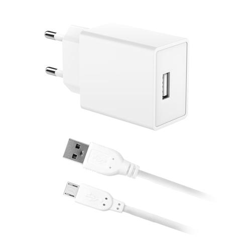 Φορτιστής Ταξιδίου inos με Έξοδο USB A 12W & Micro USB Καλώδιο 1m Λευκό