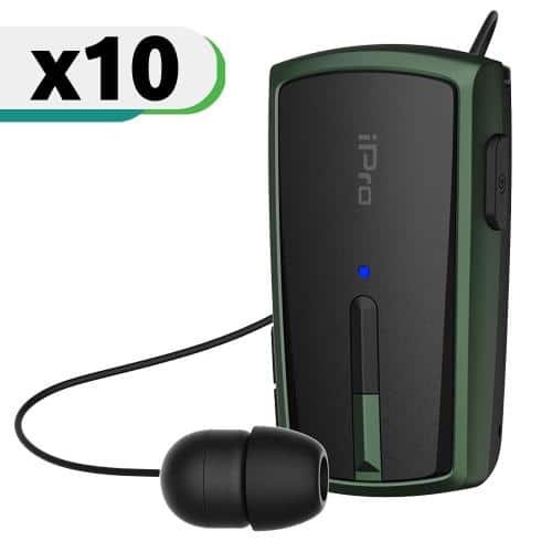 Ακουστικό Bluetooth iPro RH120 Retractable Μαύρο-Πράσινο (10 τεμ.)