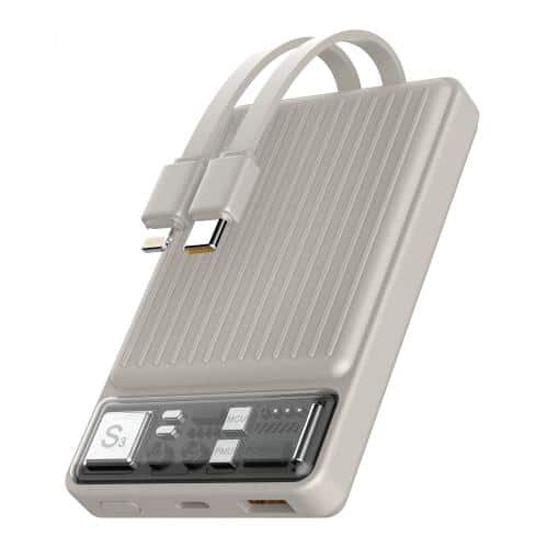 Power Bank Devia EA174 22.5W 10000mAh with 2 Built-in Cables Extreme Ivory