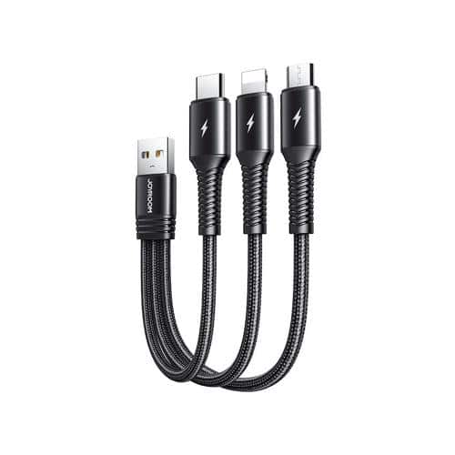 Καλώδιο Σύνδεσης USB 2.0 3in1 Joyroom Braided S-01530G9 USB A σε micro USB & USB C & Lightning 0.15m Μαύρο