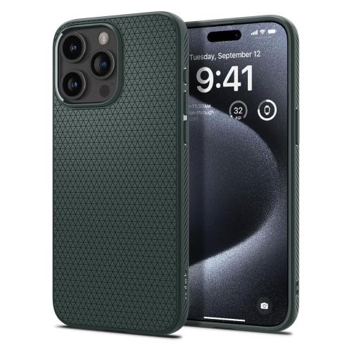 Soft TPU Back Cover Case Spigen Liquid Air Apple iPhone 15 Pro Max Abyss Green