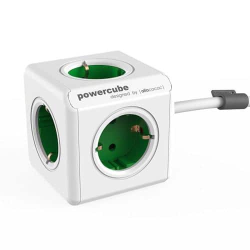 Allocacoc PowerCube Extended 5AC & 1.5m Cable Green
