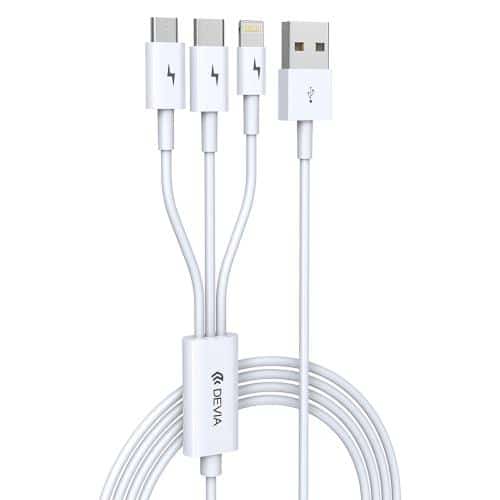 Καλώδιο Σύνδεσης USB 2.0 3in1 Devia EC141 USB A σε micro USB & USB C & Lightning 1.2m Smart Λευκό