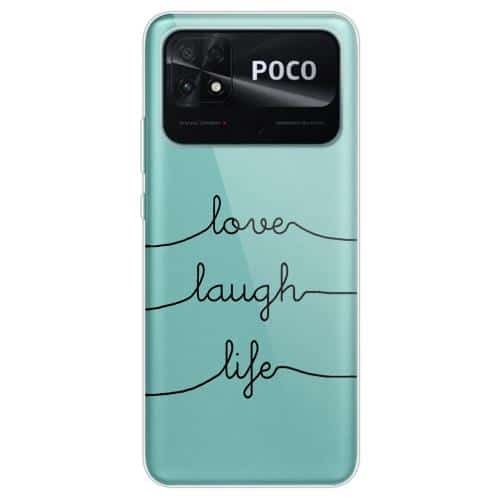 Θήκη TPU inos Xiaomi Poco C40 Art Theme Love-Laugh-Life