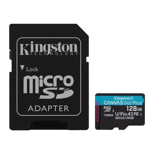 Micro SDXC C10 UHS-I U3 Memory Card Kingston Canvas Go! Plus 170MB/s 128Gb + 1 ADP