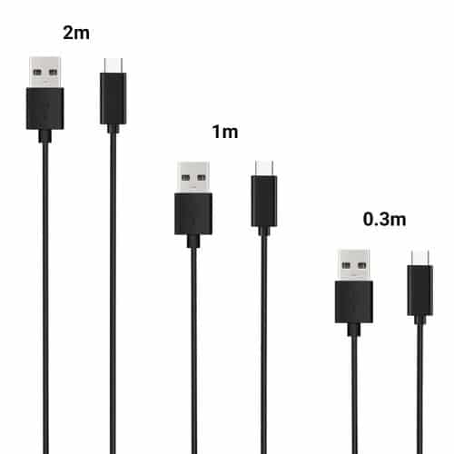 Σετ Καλώδια Σύνδεσης inos USB A σε USB C 0.3m/ 1m/ 2m Μαύρο (3 τεμ.)