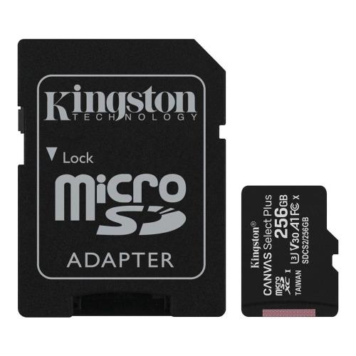 Micro SDXC C10 UHS-I U3 Memory Card Kingston Canvas Select Plus 100MB/s 256GB
