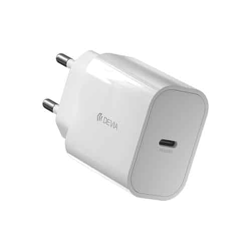 Travel Fast Charger Devia RLC-318B V2 with Single Output USB C PD 20W Smart White