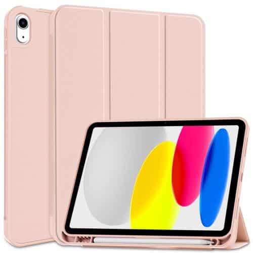 Flip Smart Case inos Apple iPad 10.9 (2022) with TPU Back Cover & SC Pen Pink
