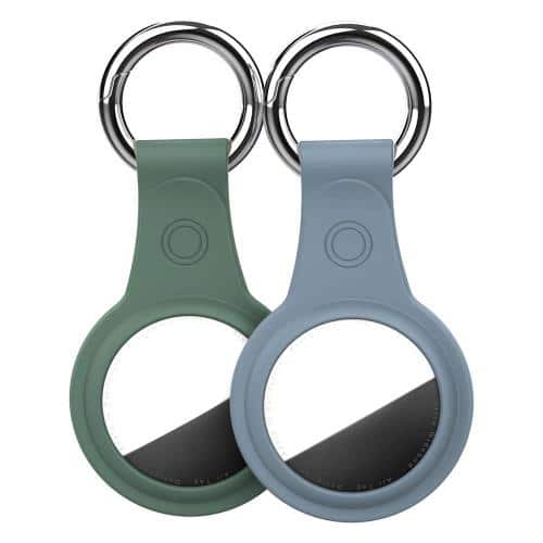 TPU Loop - Key Ring AhaStyle WG38 for Apple AirTag Matte 1 pc Midnight Green & 1 pc Navy Blue