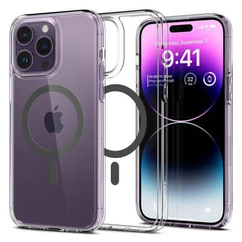 TPU & PC Back Cover Case Spigen Ultra Hybrid Mag Magsafe Apple iPhone 14 Pro Max Clear-Graphite