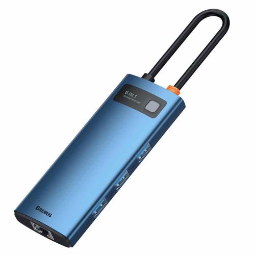 Hub USB C Baseus WKWG000003 6 σε 1 με RJ45 Metal Gleam Μπλε