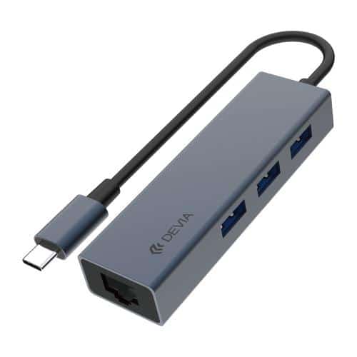 Hub USB C Devia EC621 4 σε 1 σε RJ45 Leopard Σκούρο Γκρι