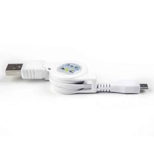 USB 2.0 Retractable Cable USB A to Micro USB White (Bulk)