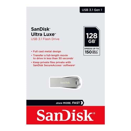 USB 3.1 Flash Disk SanDisk Ultra Luxe SDCZ74 128GB 150MB/s Ασημί
