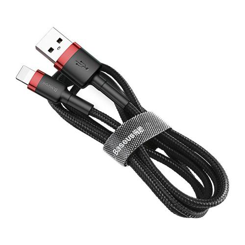 Καλώδιο Σύνδεσης USB 2.0 Baseus Cafule USB A σε Lightning 2.4A 1m Μαύρο-Κόκκινο