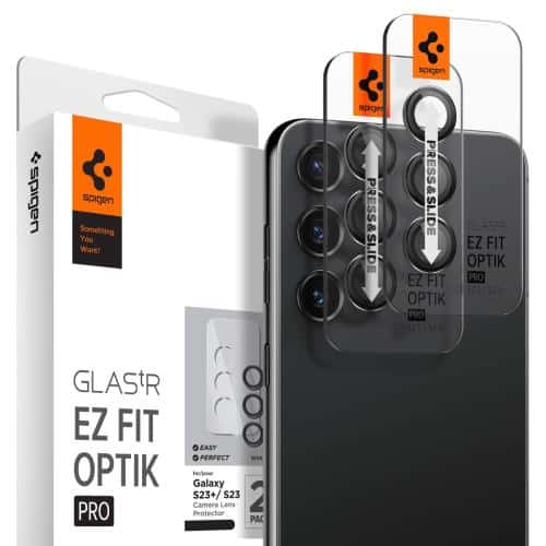 Tempered Glass Spigen Optik.tR EZ-FIT for Camera Lens Samsung S911B Galaxy S23 5G/ S916B Galaxy S23 Plus 5G Black (2 pcs.)