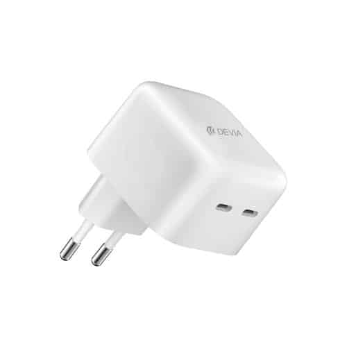 Travel Fast Charger Devia EA379 with Dual Output USB C GaN PD 35W Extreme White