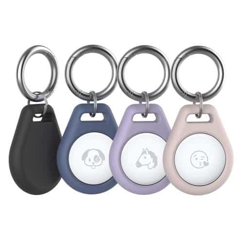 Silicone Loop - Key Ring AhaStyle PT155 for Apple AirTag 1 pc Black & 1 pc Pink & 1 pc Midnight Blue & 1 pc Purple