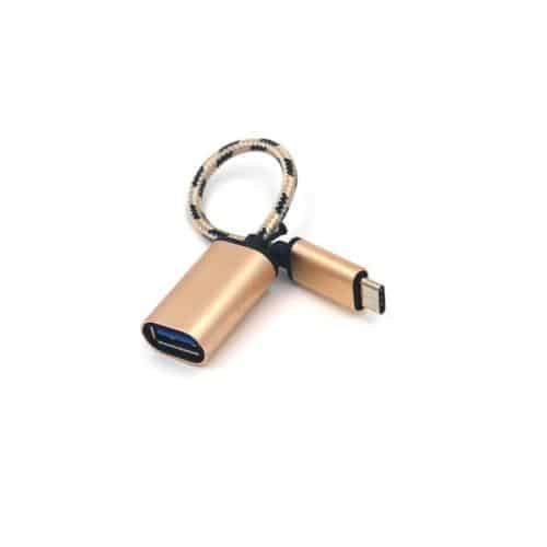 Αντάπτορας USB Host OTG (Female) Braided σε USB C (Male) Metallic Χρυσό (Ασυσκεύαστο)