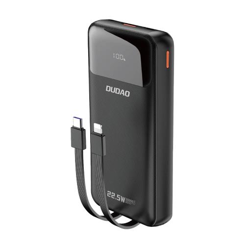 Φορτιστής Ανάγκης Dudao K15Pro 20000mAh PD 22.5W με Καλώδια USB C & Lightning Μαύρο