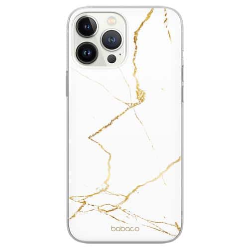 Soft TPU Case Babaco Marble 014 Apple iPhone 14 Pro Full Print White-Gold