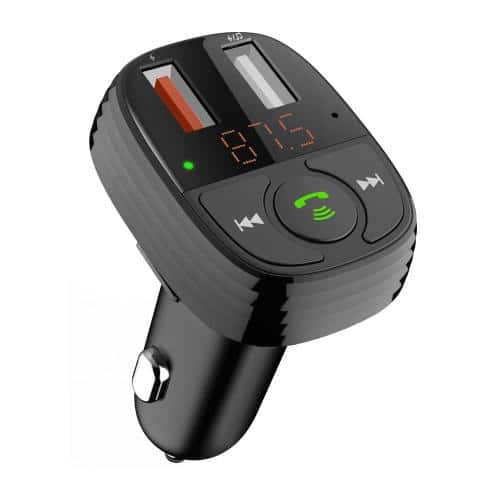 Car Fast Charger + Bluetooth MP3 + FM Devia EA133 with Dual Output USB A QC 3.0 Smart Black